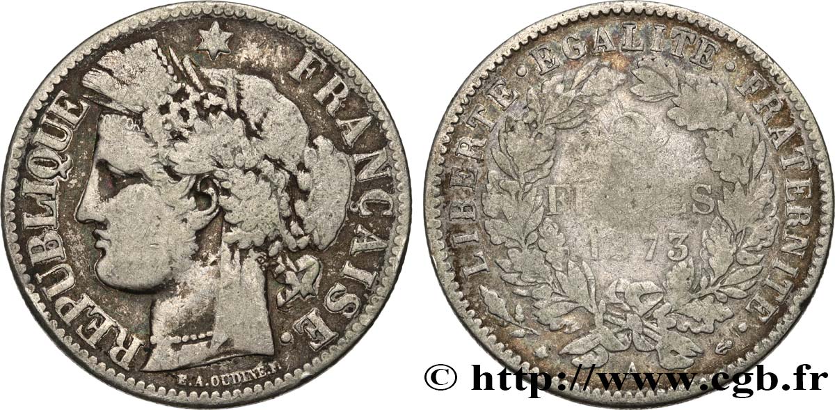 2 francs Cérès, avec légende 1873 Paris F.265/10 B12 