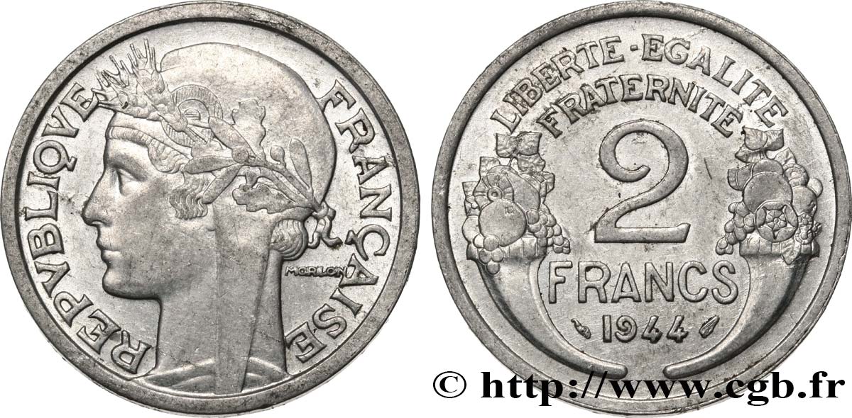 2 francs Morlon, aluminium 1944  F.269/4 SS50 
