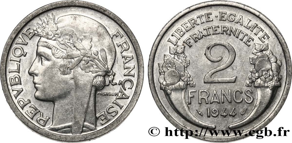 2 francs Morlon, aluminium 1944  F.269/4 AU50 