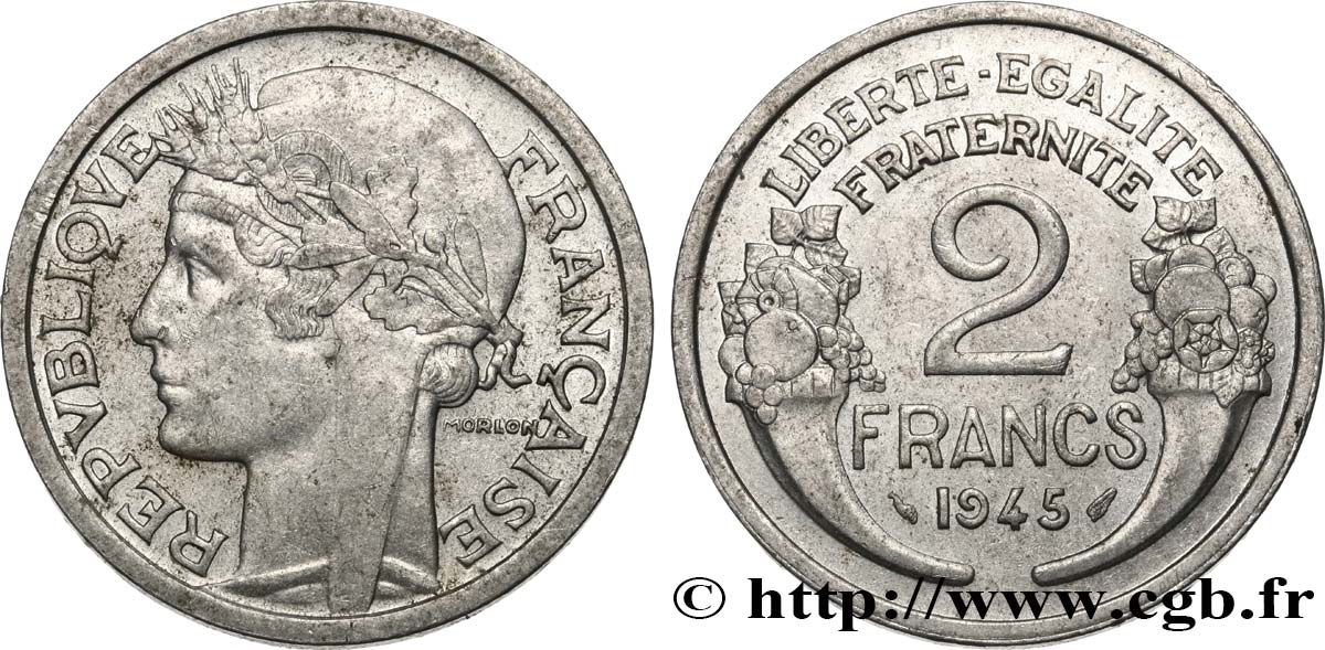 2 francs Morlon, aluminium 1945  F.269/5 fVZ 