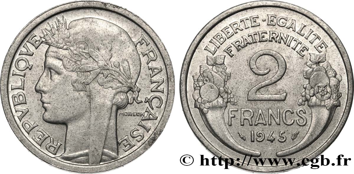 2 francs Morlon, aluminium 1945  F.269/5 TTB50 