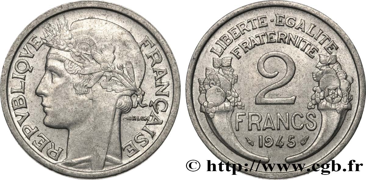 2 francs Morlon, aluminium 1945  F.269/5 SUP58 