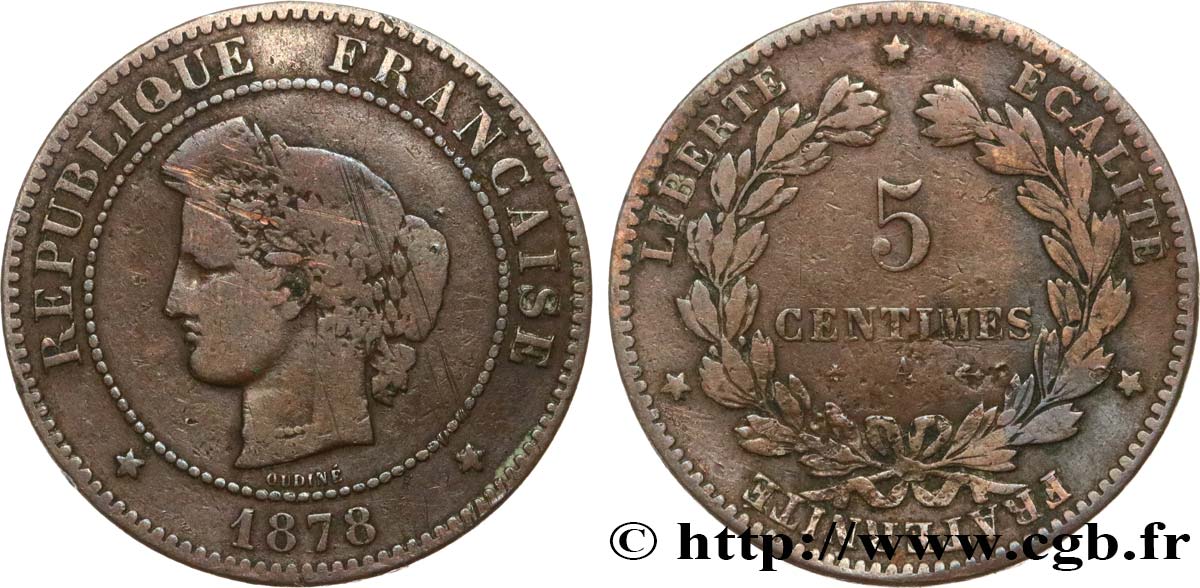 5 centimes Cérès 1878 Paris F.118/17 F15 