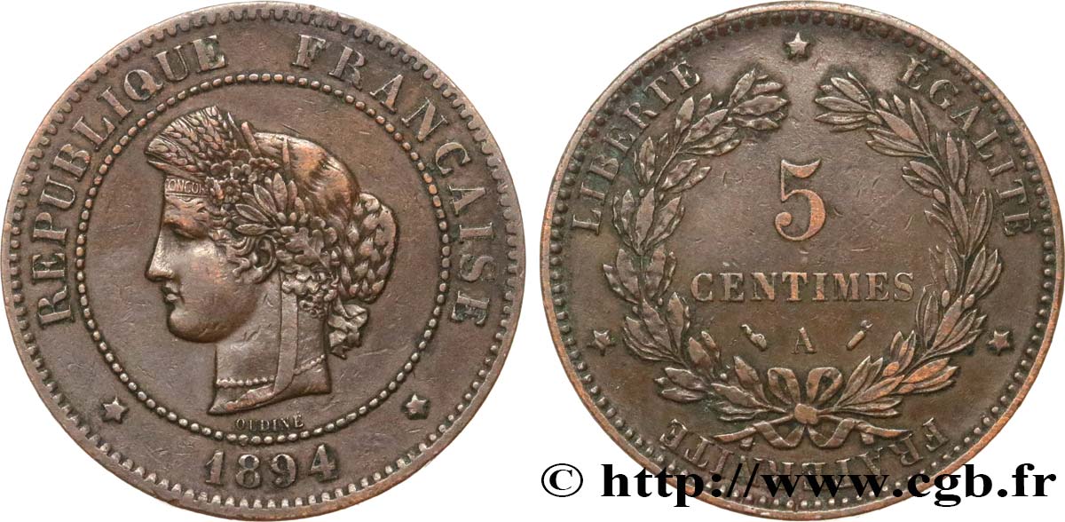 5 centimes Cérès 1894 Paris F.118/36 TTB40 