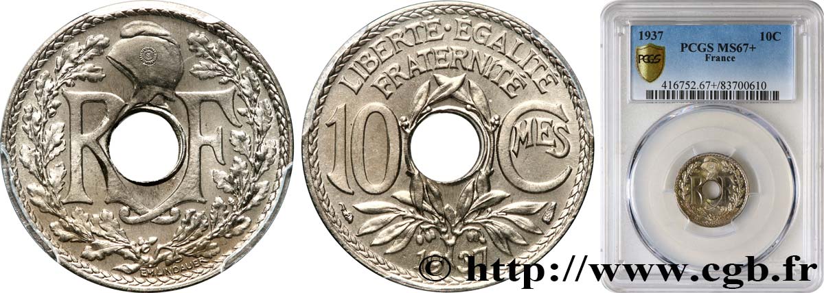 10 centimes Lindauer 1937  F.138/24 FDC67 PCGS