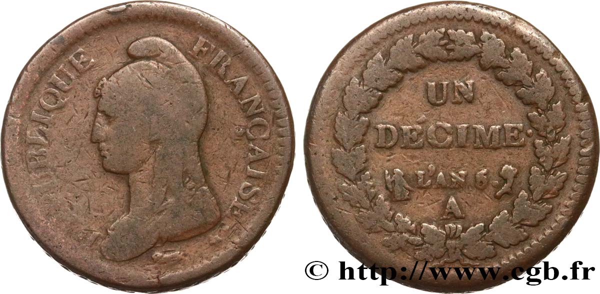 Un décime Dupré, grand module 1797 Paris F.129/1 F15 