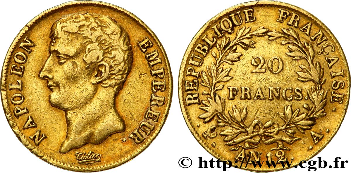 20 francs or Napoléon Empereur, buste intermédiaire 1804 Paris F.511/1 S 
