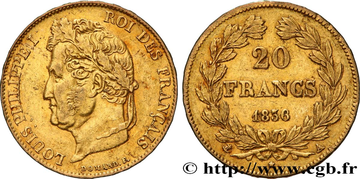 20 francs or Louis-Philippe, Domard 1836 Paris F.527/14 TTB45 