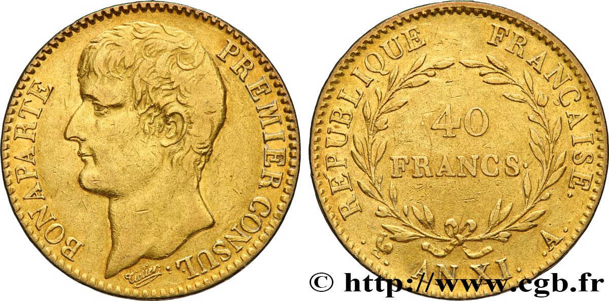 40 francs or Bonaparte Premier Consul 1803 Paris F.536/1 TTB40 