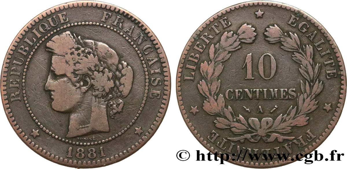 10 centimes Cérès 1881 Paris F.135/25 S15 