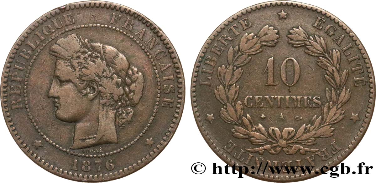 10 centimes Cérès 1876 Paris F.135/16 TB20 