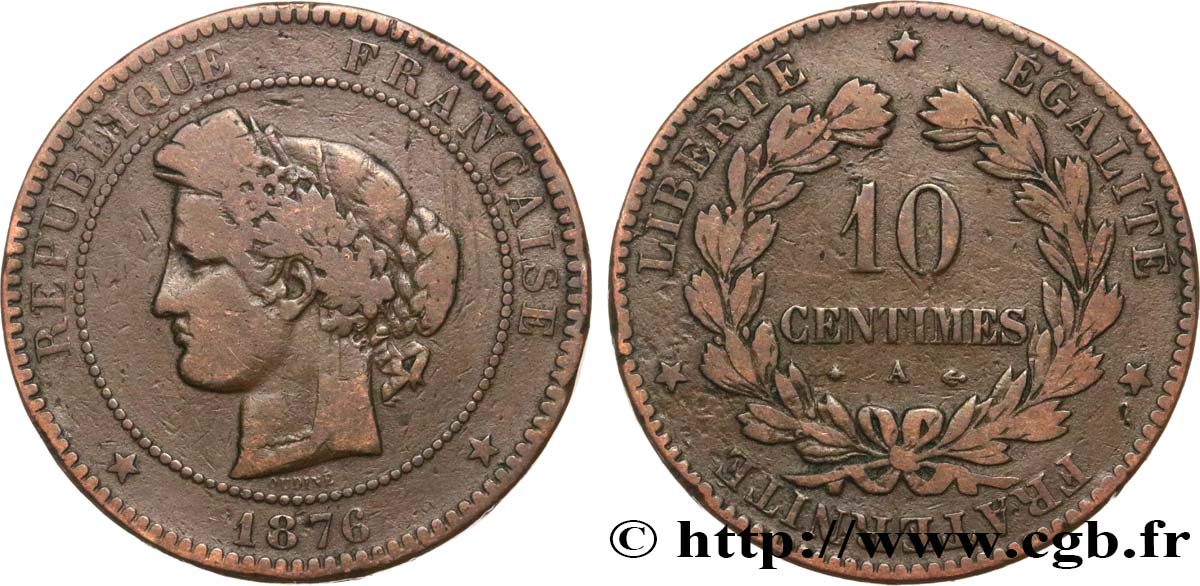10 centimes Cérès 1876 Paris F.135/16 F15 