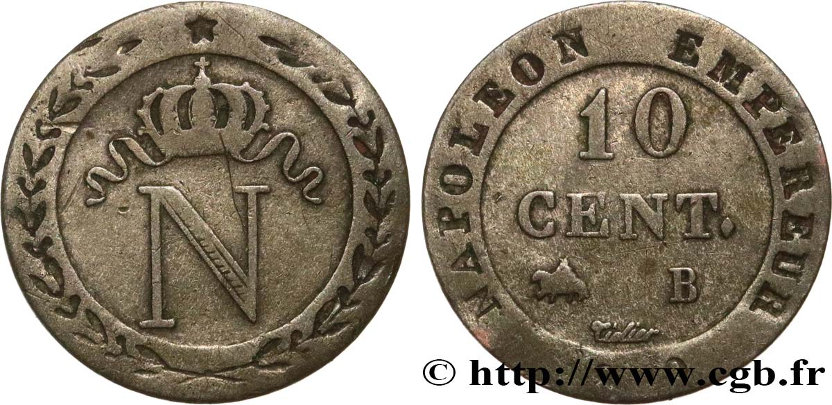 10 cent. à l N couronnée 1810 Rouen F.130/20 MB25 