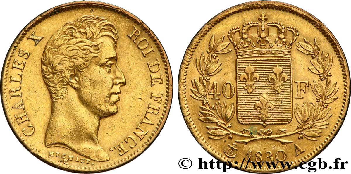40 francs or Charles X, 2e type 1830 Paris F.544/5 XF45 