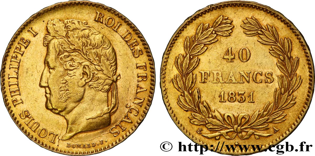 40 francs or Louis-Philippe 1831 Paris F.546/1 TTB50 