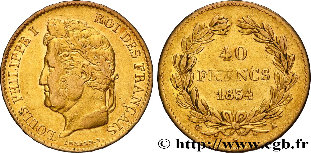 40 francs or Louis-Philippe 1834 Paris F.546/6 BC+ 