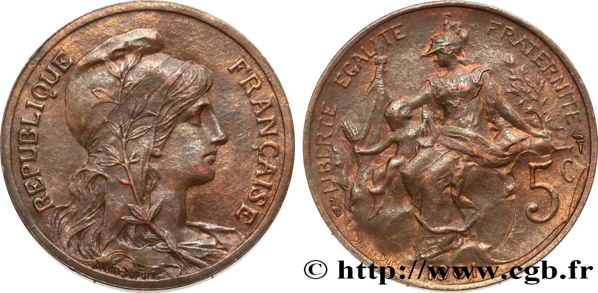 5 centimes Daniel-Dupuis 1901  F.119/11 TTB50 