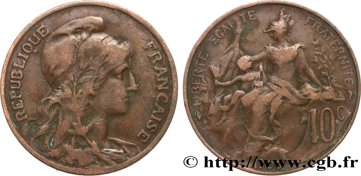 10 centimes Daniel-Dupuis 1908  F.136/17 VF20 