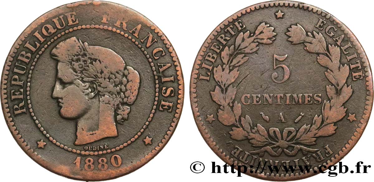 5 centimes Cérès 1880 Paris F.118/21 B12 