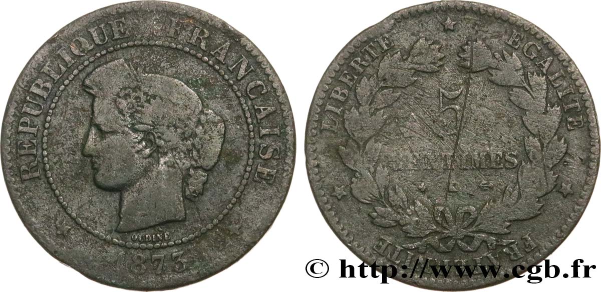 5 centimes Cérès 1873 Bordeaux F.118/8 SGE 