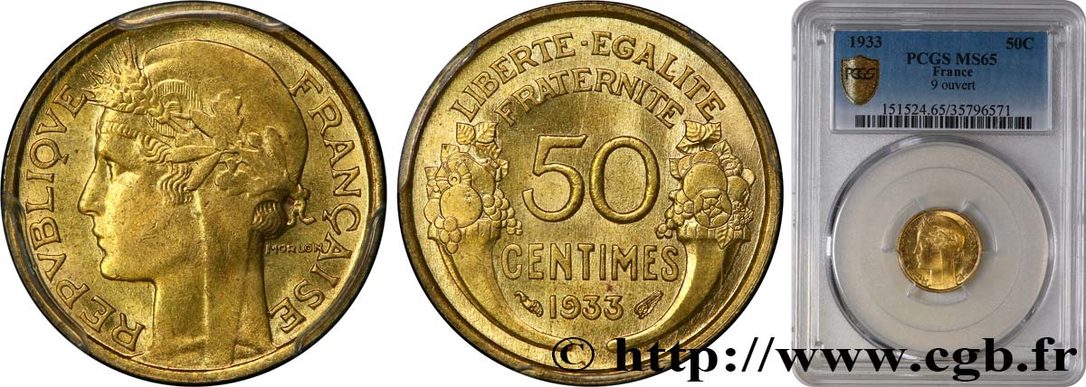 50 centimes Morlon 1933  F.192/10 FDC65 PCGS