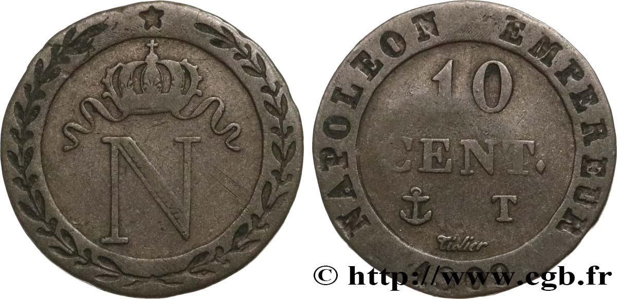 10 cent. à l N couronnée 1809 Nantes F.130/18 BC25 