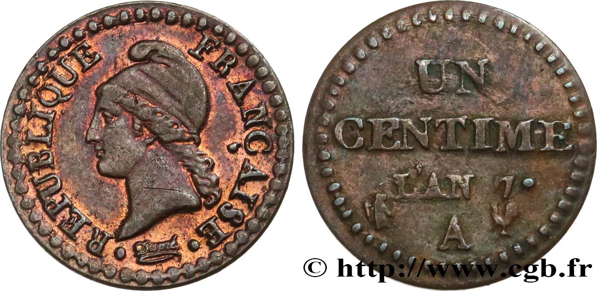 Un centime Dupré, petit 7 1799 Paris F.100/14 BB40 