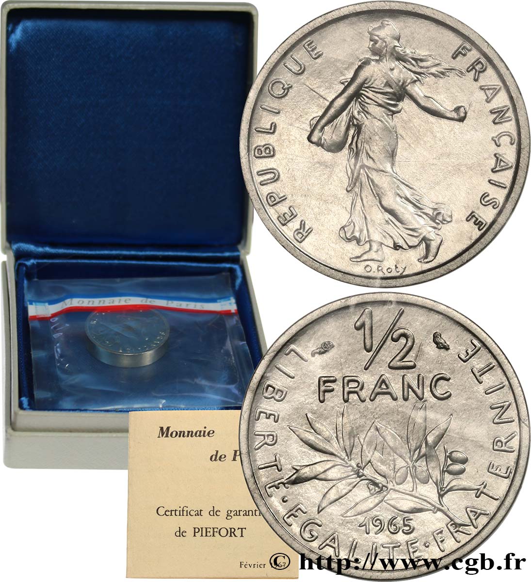 Piéfort nickel de 1/2 franc Semeuse 1965 Paris GEM.91 P1 FDC 