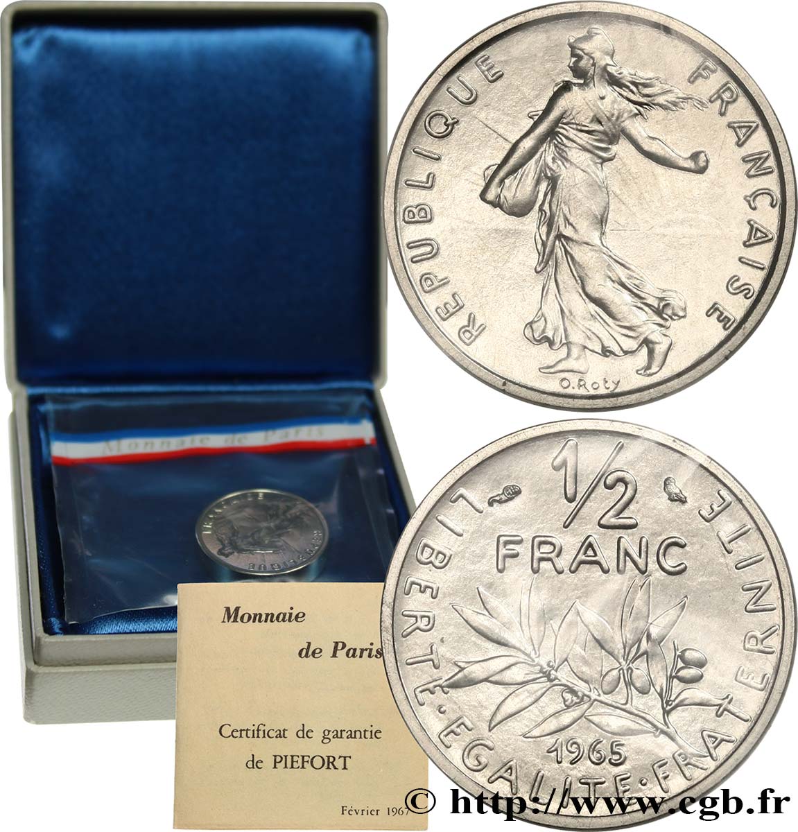 Piéfort nickel de 1/2 franc Semeuse 1965 Paris GEM.91 P1 FDC 