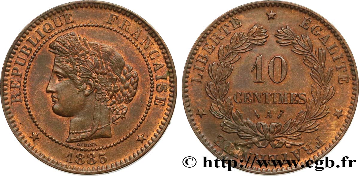 10 centimes Cérès 1885 Paris F.135/29 EBC60 