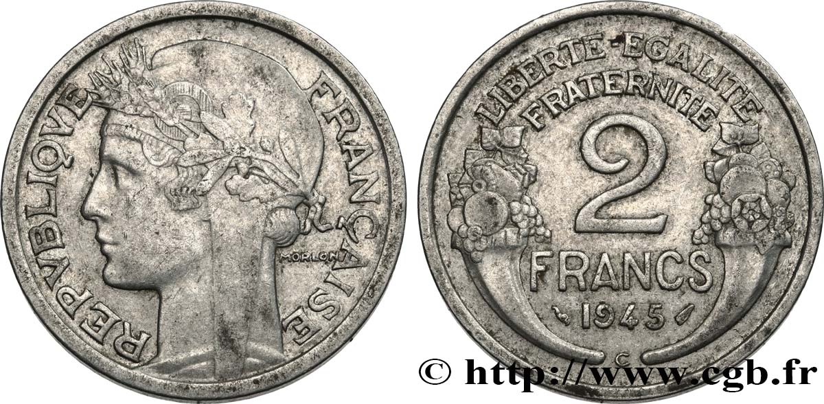 2 francs Morlon, aluminium 1945 Castelsarrasin F.269/7 BC35 