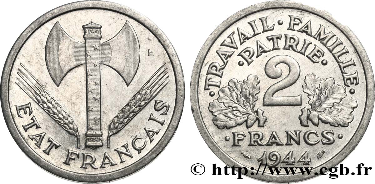 2 francs Francisque 1944  F.270/4 SUP 