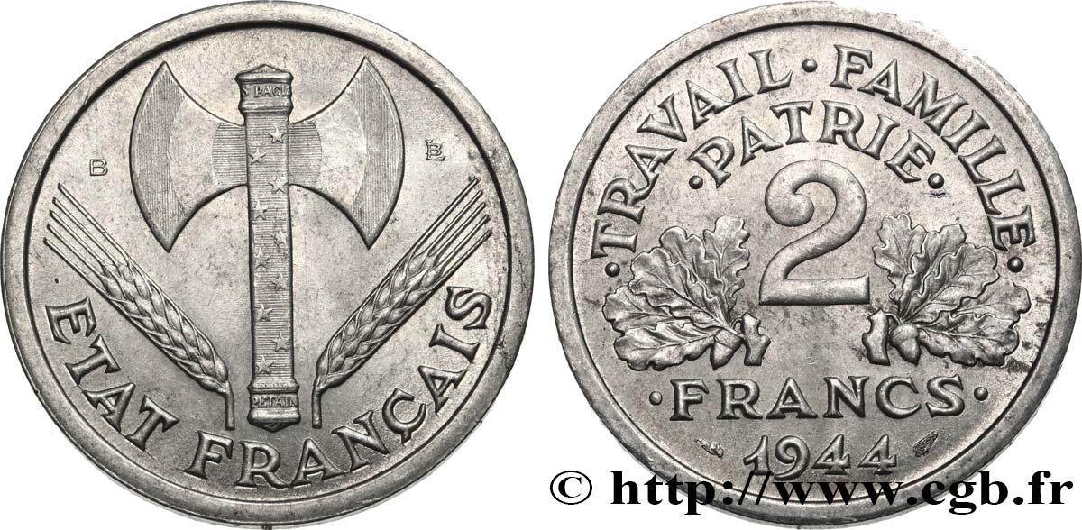 2 francs Francisque 1944 Beaumont-Le-Roger F.270/5 MBC53 