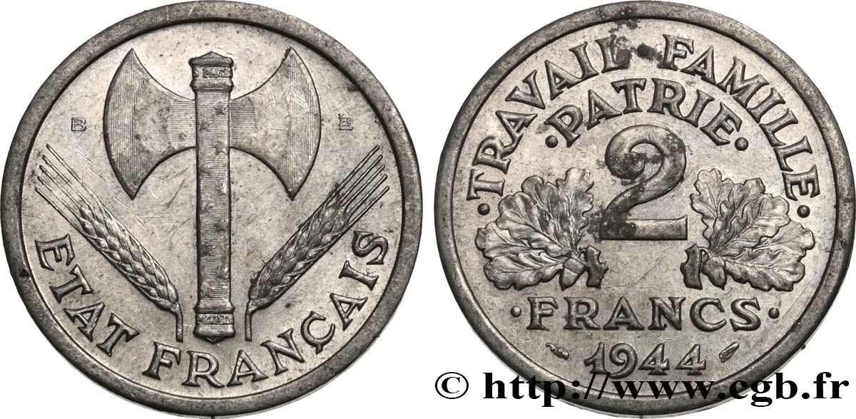 2 francs Francisque 1944 Beaumont-Le-Roger F.270/5 AU 