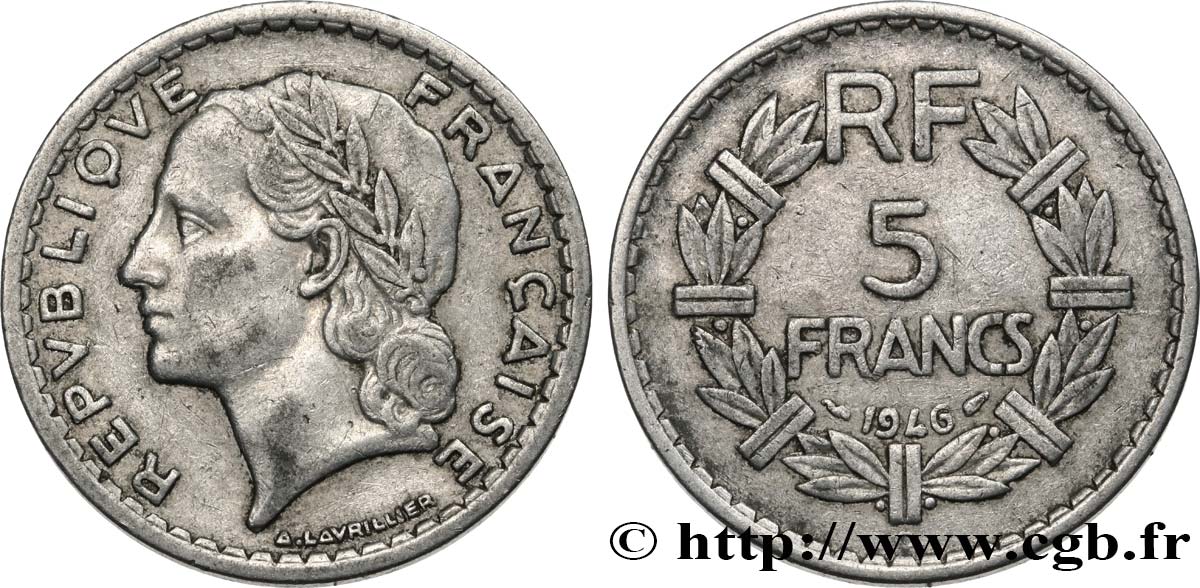 5 francs Lavrillier en aluminium 1946 Castelsarrasin F.339/8 VF25 
