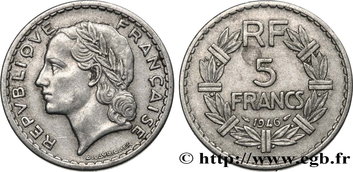5 francs Lavrillier en aluminium 1946 Castelsarrasin F.339/8 q.BB 