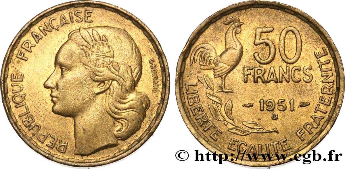 50 francs Guiraud 1951 Beaumont-Le-Roger F.425/6 TTB53 