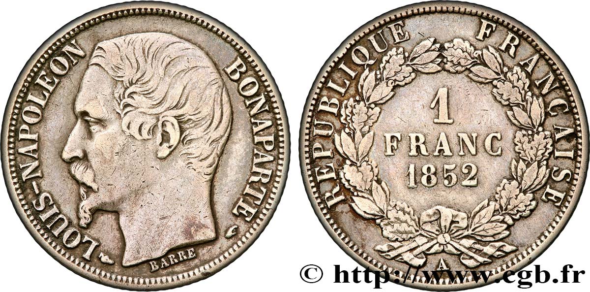 1 franc Louis-Napoléon 1852 Paris F.212/1 BB 