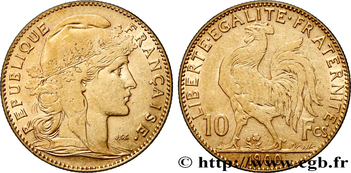 10 francs or Coq 1900 Paris F.509/3 VF 