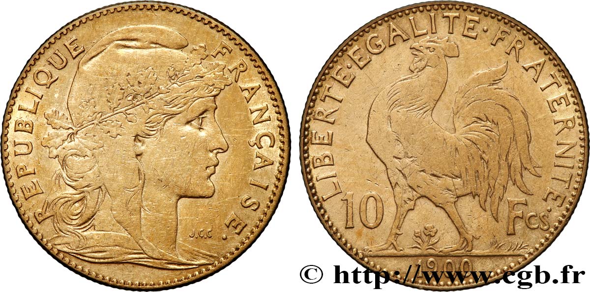 10 francs or Coq 1900 Paris F.509/3 BC+ 