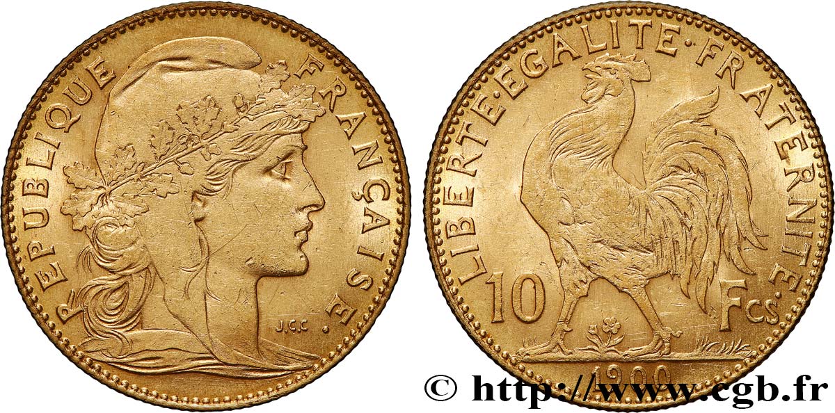 10 francs or Coq 1900 Paris F.509/3 q.SPL 