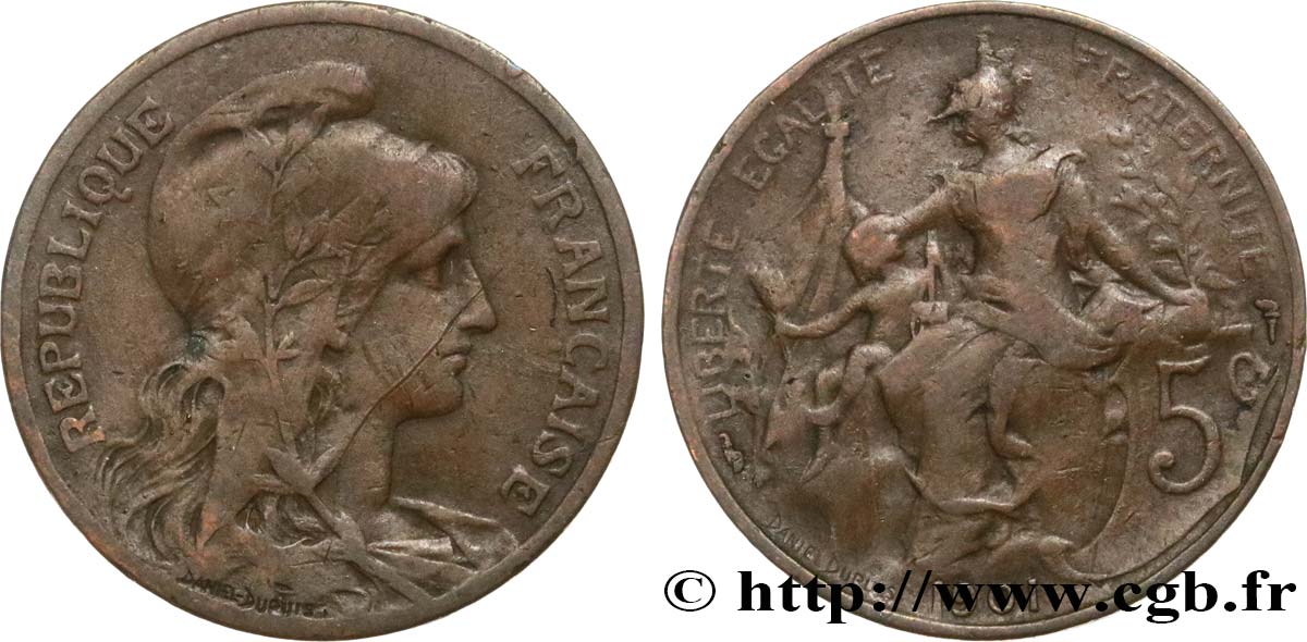 5 centimes Daniel-Dupuis 1901  F.119/11 VF 