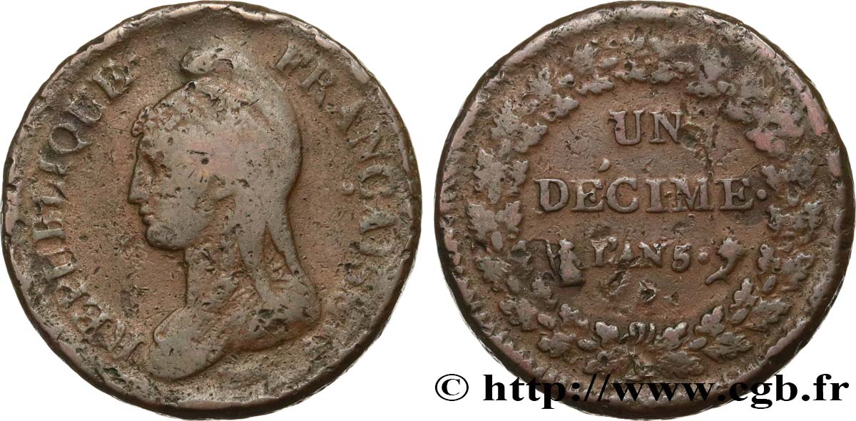 Un décime Dupré, grand module 1797 Paris F.129/1 TB20 
