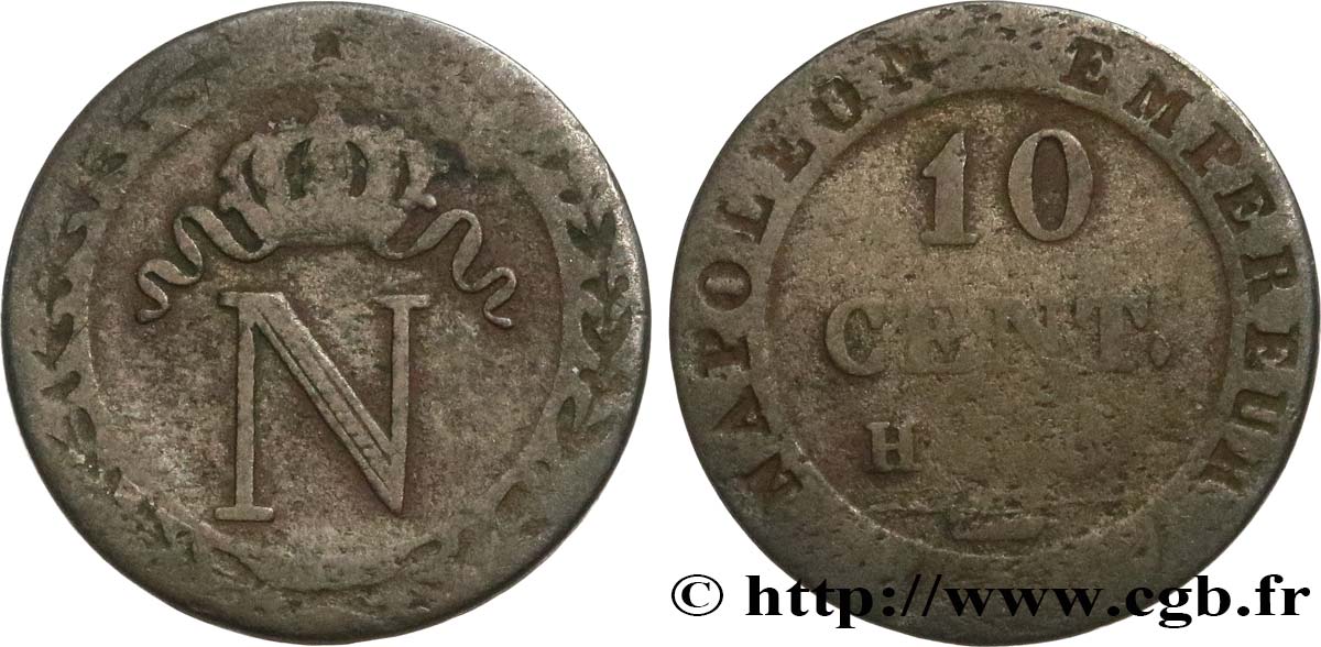 10 cent. à l N couronnée 1809 La Rochelle F.130/14 BC20 