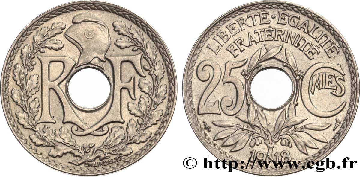 25 centimes Lindauer 1918  F.171/2 AU53 