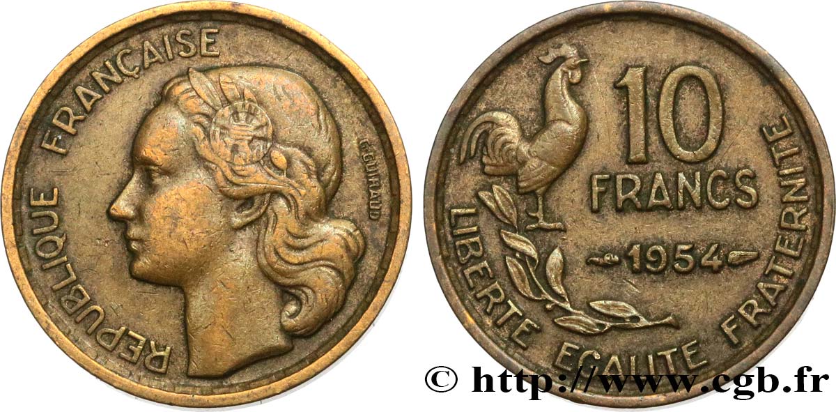 10 francs Guiraud 1954  F.363/10 TB30 