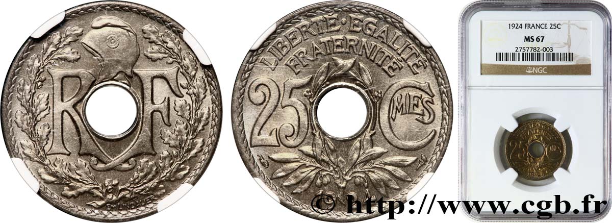 25 centimes Lindauer 1924  F.171/8 ST67 NGC