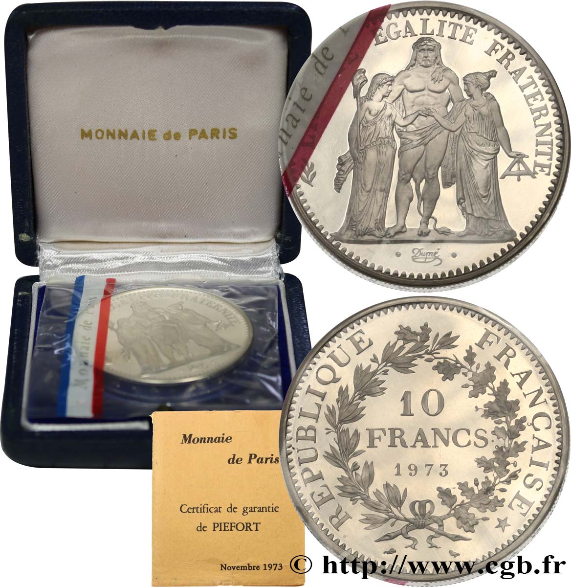 Piéfort Argent de 10 francs Hercule 1973 Pessac GEM.183 P1 ST 
