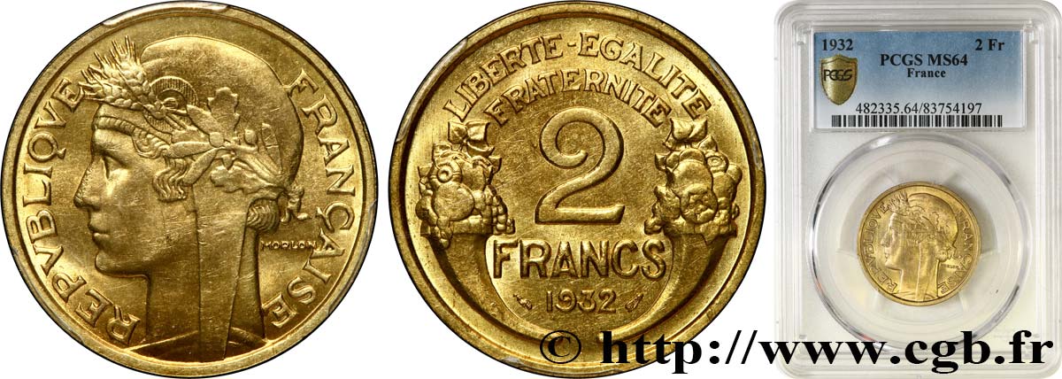2 francs Morlon 1932  F.268/3 SPL64 PCGS