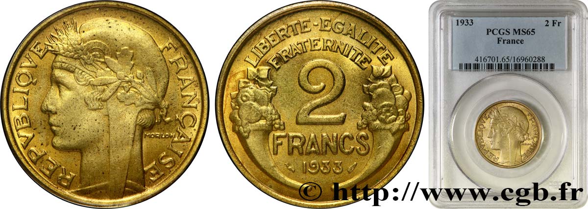 2 francs Morlon 1933  F.268/5 FDC65 PCGS